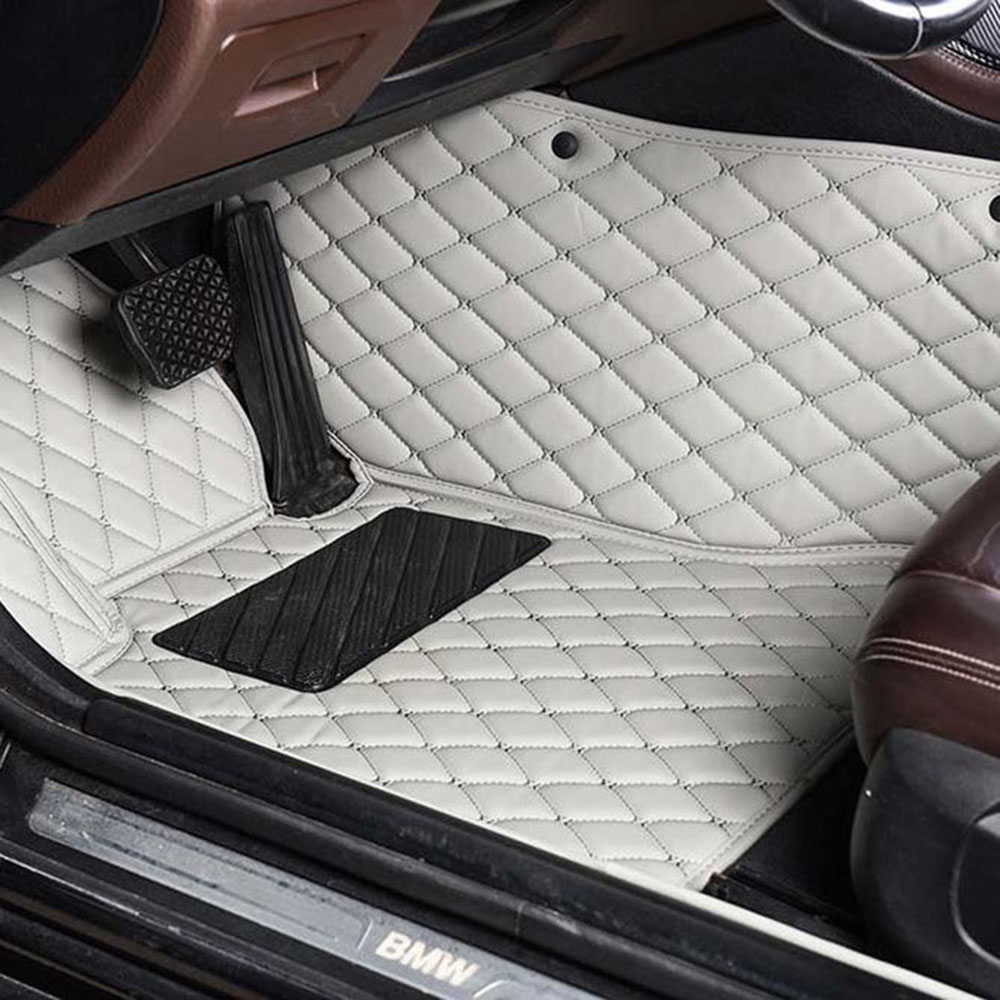 Outlet Grey Luxury Leather Diamond Car Mats