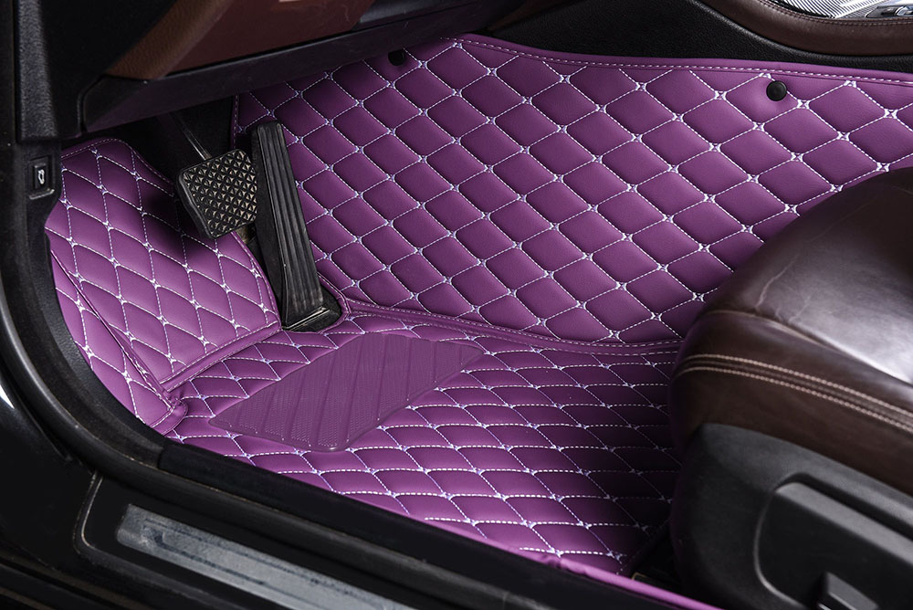 Outlet Purple Luxury Leather Diamond Car Mats