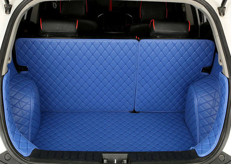 Outlet Blue Full Cover Luxury Leather Diamond Trunk Car Mats