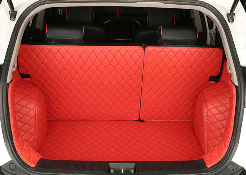 Outlet Red Full Cover Luxury Leather Diamond Trunk Car Mats