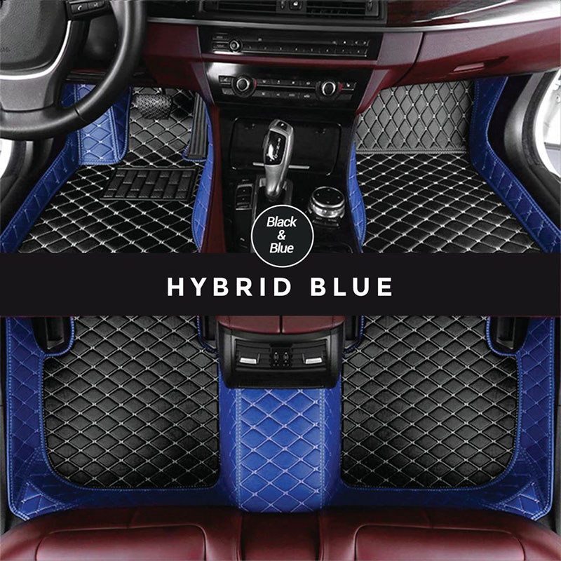 Black and Blue Hybrid Mode Premium Diamond Car Mats for Smart Fortwo