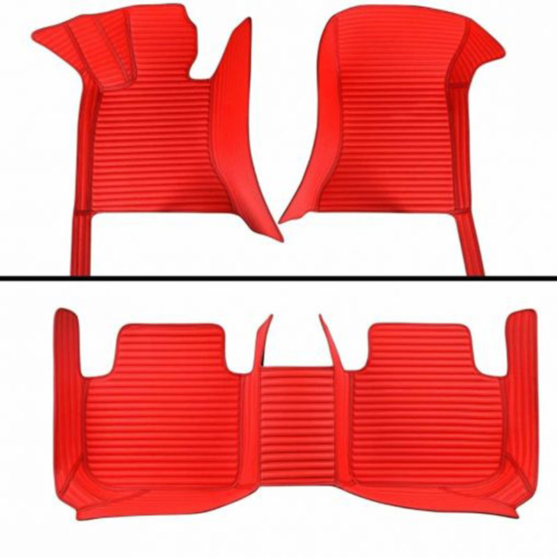 Outlet Red Luxury Leather Stripe Car Mats